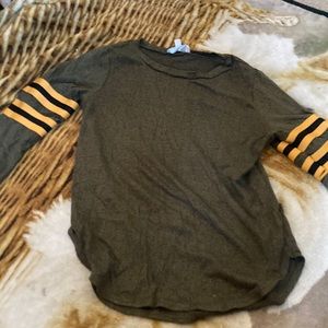 Green orange and black long sleeve shirt